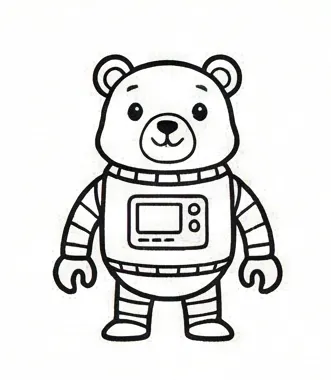 a drawing of a bear with a backpack.webp